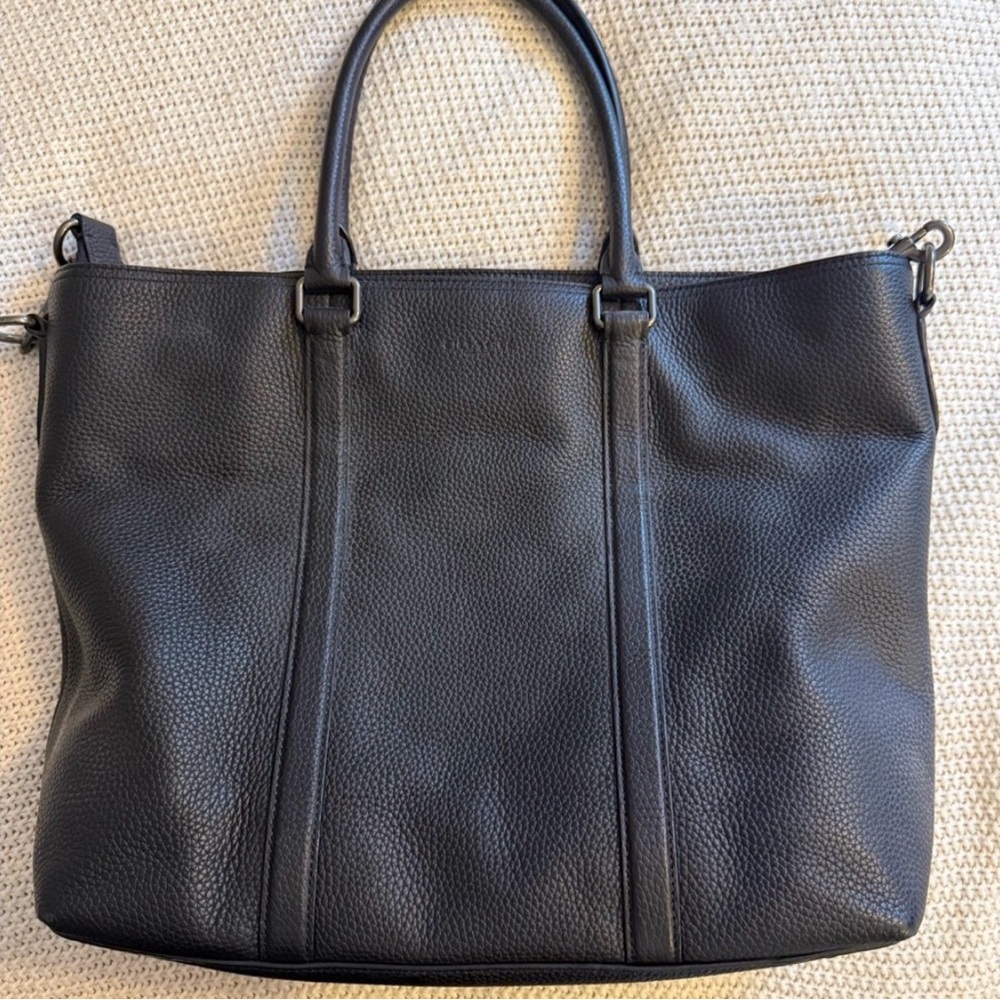 Coach Black Pebbled Leather Messenger Tote